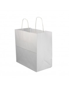 Bolsas de papel blancas asa rizada (26+14x27cm) ( 200 uds.)